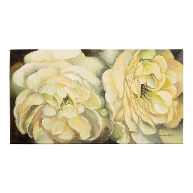 Mercedes Apararicio, Roses Dorées, 2018, Oil on Canvas For Sale