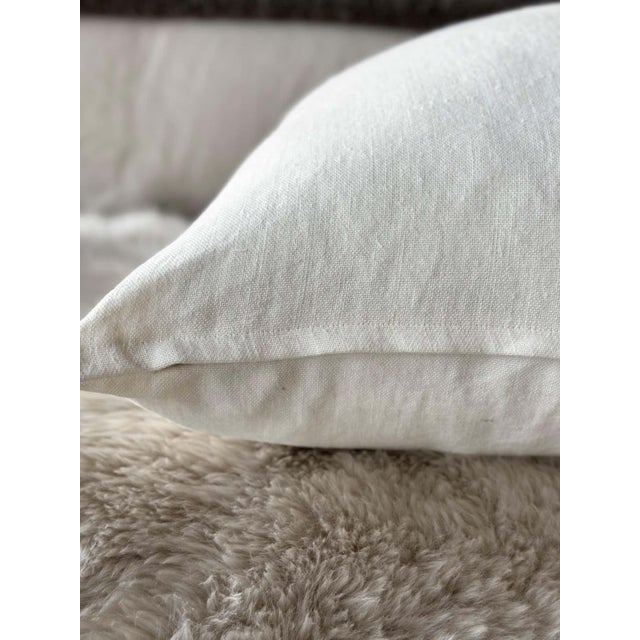 100% Belgium Linen Oyster White Pillow Cover For Sale - Image 4 of 7