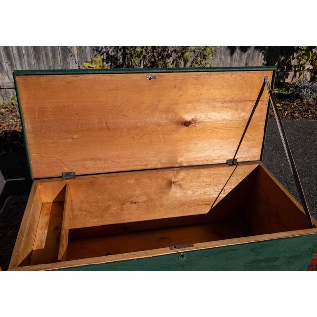 19th Century American New England Pine Blanket Chest in Old Green Paint For Sale - Image 16 of 18
