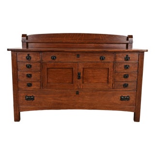 Limbert Antique Mission Oak Arts & Crafts Sideboard Buffet, Newly Refinished For Sale