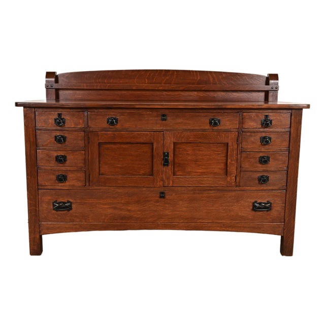 Limbert Antique Mission Oak Arts & Crafts Sideboard Buffet, Newly Refinished For Sale