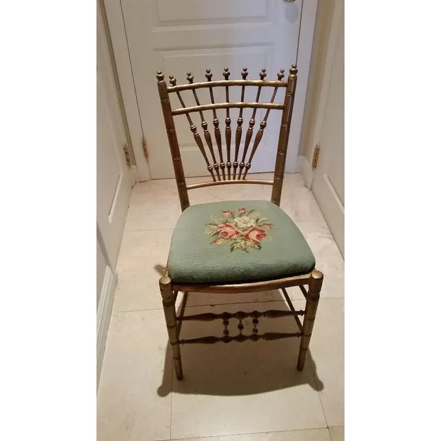 Late 19th Century Faux Bamboo Gold Gilt Side Chair For Sale - Image 11 of 11