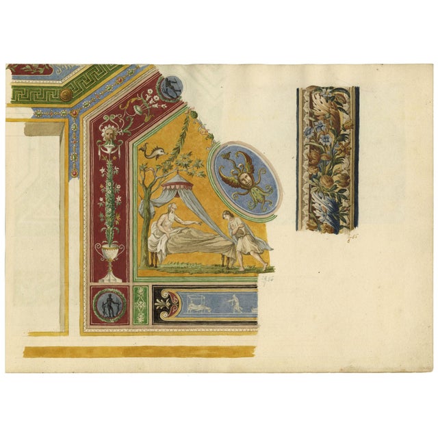 Contemporary Josef Kott, Ceiling in the Monastery of the Penitenzieri, Rome, 1885, Watercolor For Sale - Image 3 of 9