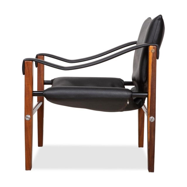 Vintage Leather and Wood Safari Armchairs by Maurice Burke for Arkana, Set of 2 For Sale - Image 12 of 14