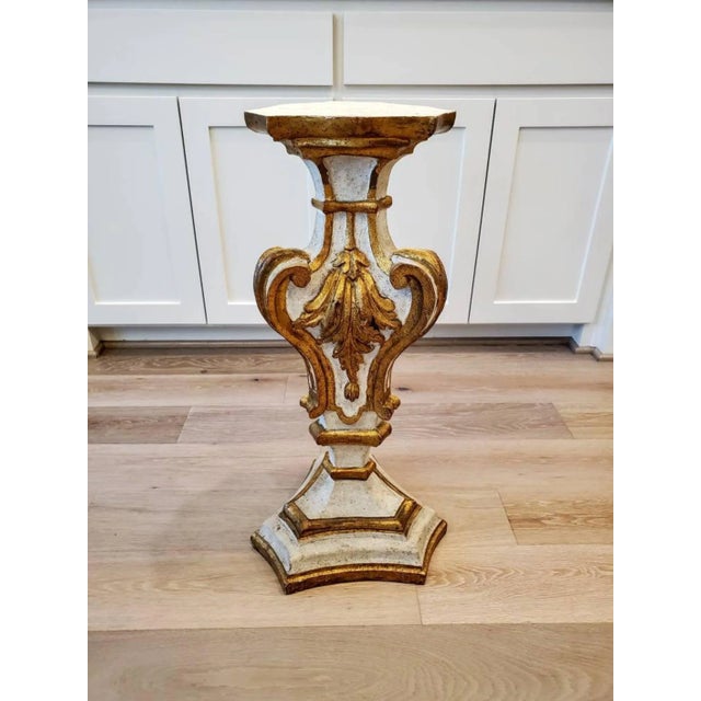 Vintage Italian Baroque Carved Giltwood Pedestal For Sale - Image 11 of 11