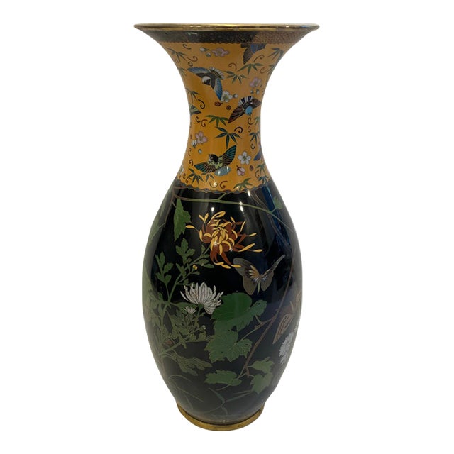 Antique Japanese Cloisonné Vase 18 Inches For Sale