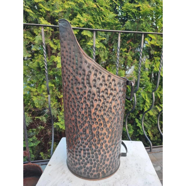 Art Deco Wood Burning Copper Coal Can, 1940s For Sale - Image 4 of 7