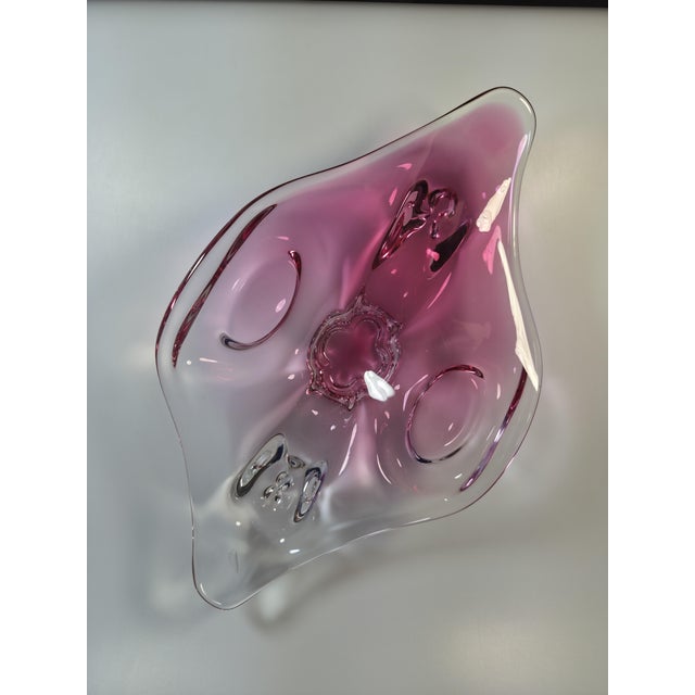 Pink Art Deco Glass Bowl by Josef Hospodka for Chřibská, 1964 For Sale - Image 8 of 9