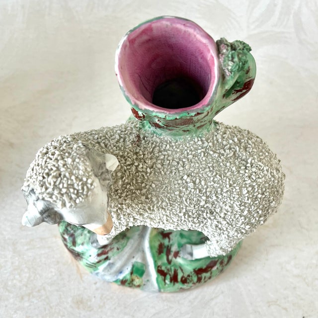 Antique Victorian Staffordshire Confetti Sheep Spill Vases For Sale - Image 9 of 11