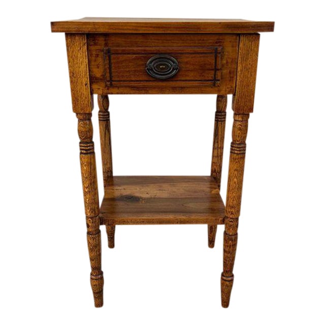 Vintage Federal Style Solid Oak 2 Tier Side or Work Table. For Sale