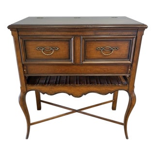 New Carved Cherry Wine Cabinet Bar With Flip-Top For Sale