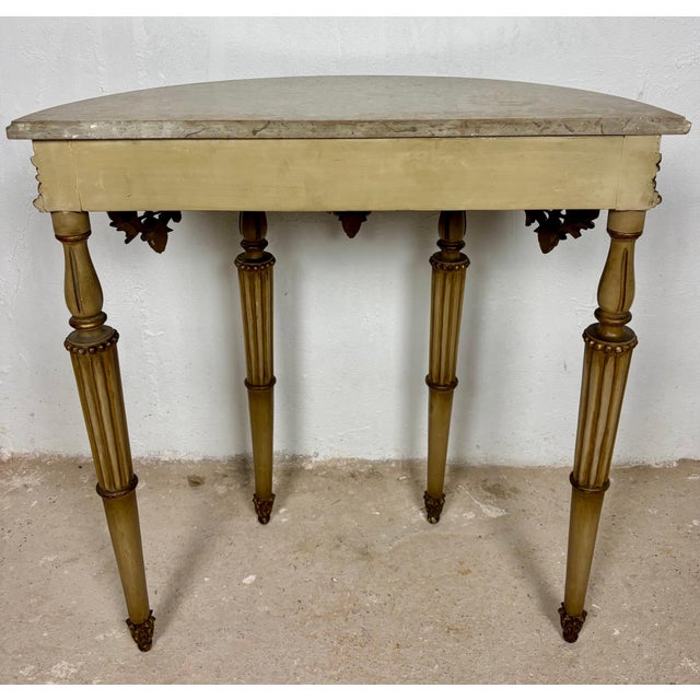Italian Neoclassical Polychromed Console Table with Marble Top, Mid-20th Century For Sale - Image 10 of 16