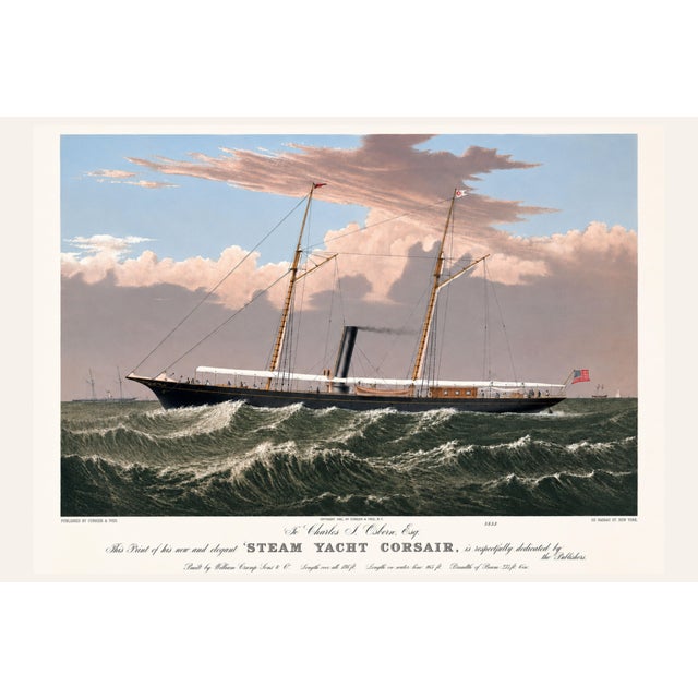 Steam Yacht Corsair, Vintage Art Print Reproduction, 36" X 24" For Sale