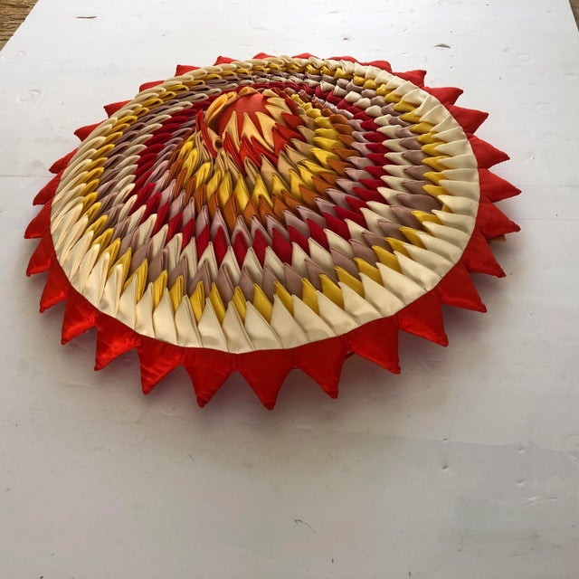 Modern Handmade Pillow Pin Wheel Design 20” D For Sale - Image 3 of 3