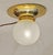 Art Nouveau ceiling lamp, circa 1915. Brass. Original glass shade. The lamp has been completely restored. Brass polished...