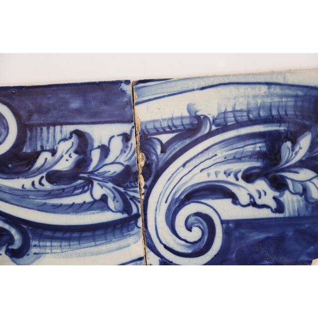 Baroque 19th Century Set of Four Portuguese Tiles With a Baroque Border Motif For Sale - Image 3 of 13