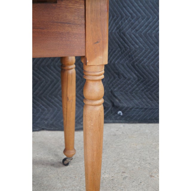 Antique American Country Farmhouse Pine Drop Leaf Dining Breakfast Table Console For Sale - Image 11 of 11