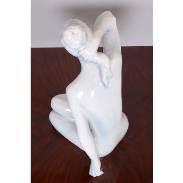 Ceramic Mid-Century Czech Ceramic Sculpture of Woman by B. Kokrda, 1950s For Sale - Image 7 of 8