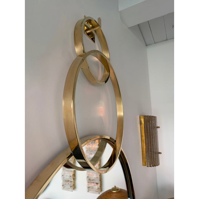 Brass Contemporary Wall Mirror With Brass Circles - Italian Craftsmanship For Sale - Image 8 of 11