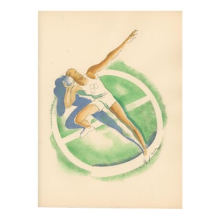 Milivoj Uzelac – Discus Thrower – Original Art Deco Pochoir Sporting Print, 1932 For Sale