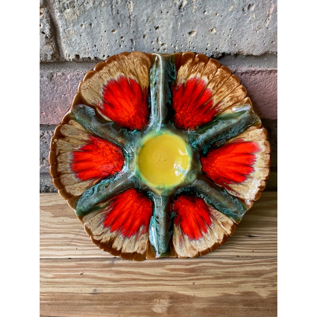 Mid 20th Century French Vallauris "Volcano" Majolica Oyster Plate For Sale - Image 12 of 14