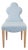Matthew Izzo Home Adelaide Light Blue Performance Linen Clover Back Dining Chair With White Welting and Cerused Oak Legs For Sale