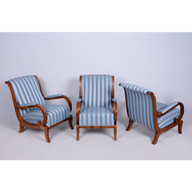Biedermeier Armchairs in Oak, Spruce and Walnut, Austria, 1830s, Set of 3 For Sale - Image 13 of 13