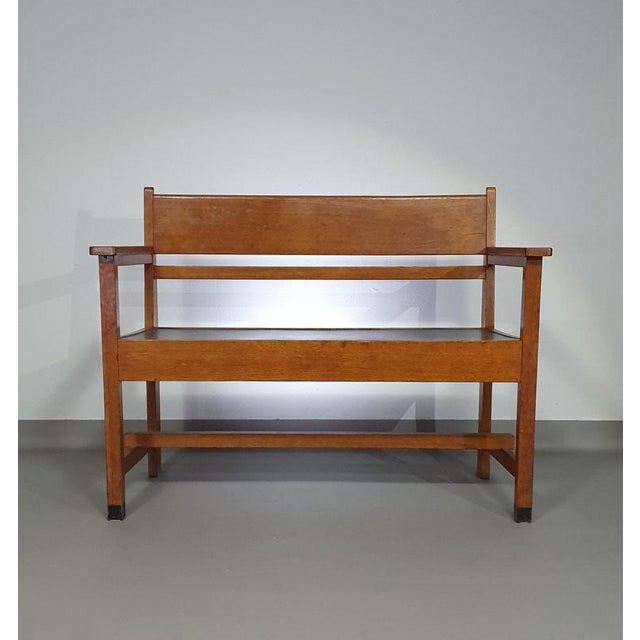 Hague School Art Deco Bench, 1930s For Sale - Image 9 of 18