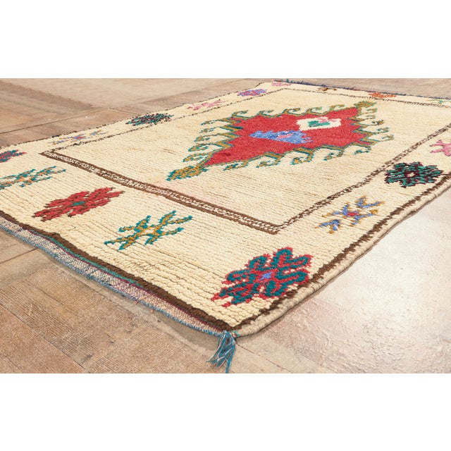 Beige Vintage Azilal Moroccan Rug, 05'03 X 07'05 For Sale - Image 8 of 10