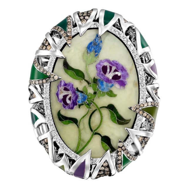 Bochic Exquisite and Bold Mosaic Flower Ring, Size 6.5 For Sale