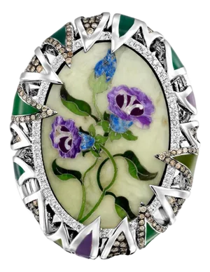 Bochic Exquisite and Bold Mosaic Flower Ring, Size 6.5