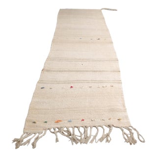 Vintage Off White Hemp Kilim Runner For Sale