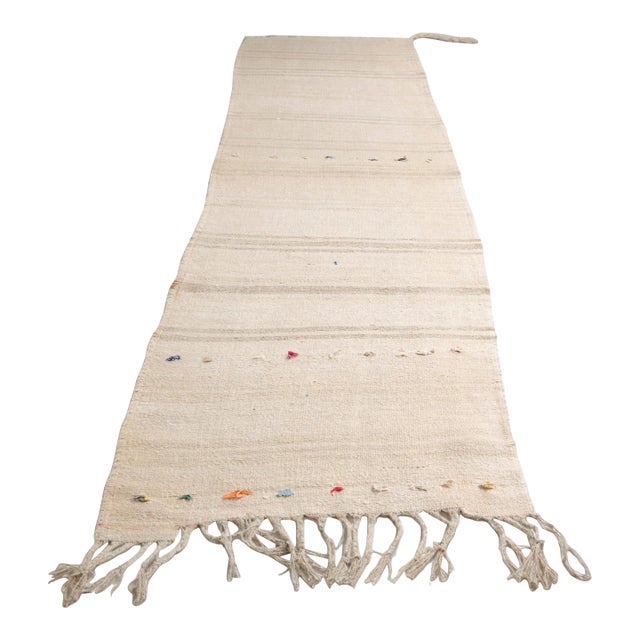 Vintage Off White Hemp Kilim Runner For Sale
