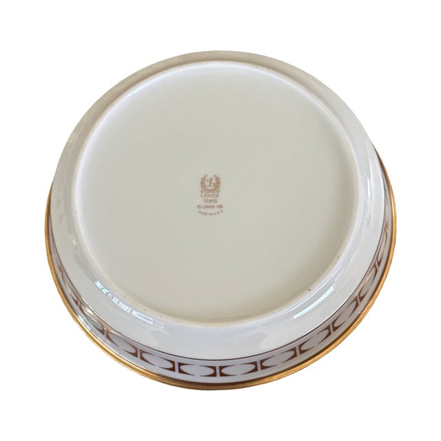 Mid-Century Modern Vintage Lenox Tempo Gold Geometric Coupe Soup Bowl, 1965–1977 For Sale - Image 3 of 4