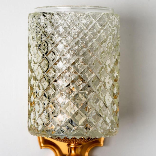 Textured Glass & Brass Wall Light, Germany, 1960s For Sale - Image 4 of 16
