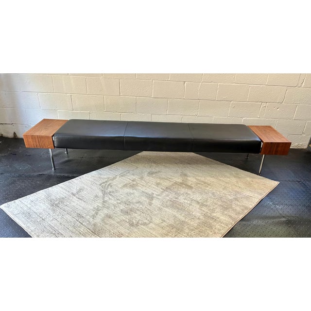 Leather and Wood Gallery Style Modern Bench From Keilhauer of Canada For Sale - Image 11 of 12