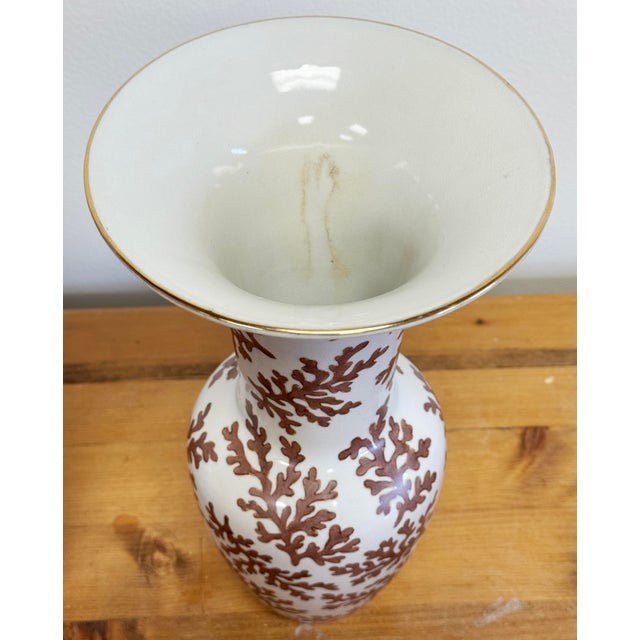 Vintage Porcelain Urns With Coral Motif, a Pair For Sale - Image 9 of 11