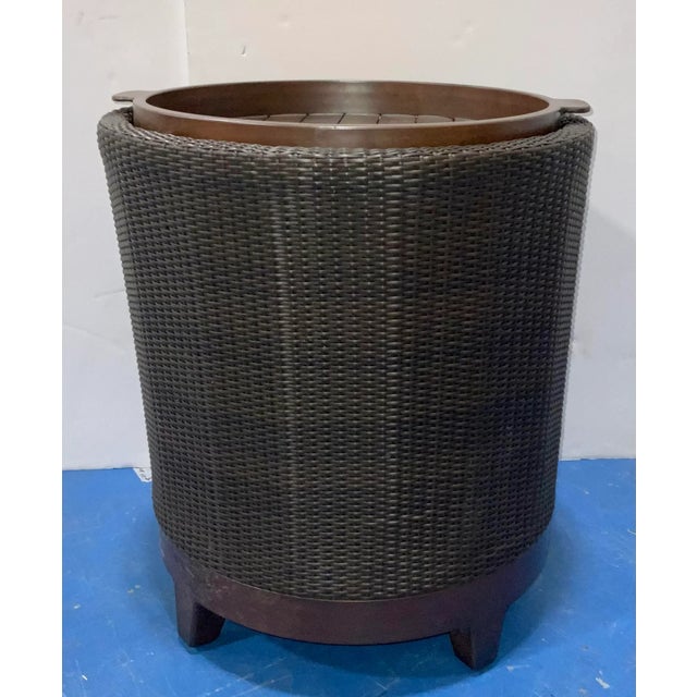Modern Modern Chocolate Brown Outdoor Tray Top Side Table For Sale - Image 3 of 5