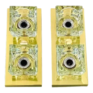 Pair of Brass and Glass Cube Sconces by Peill & Putzler, Germany, 1970s