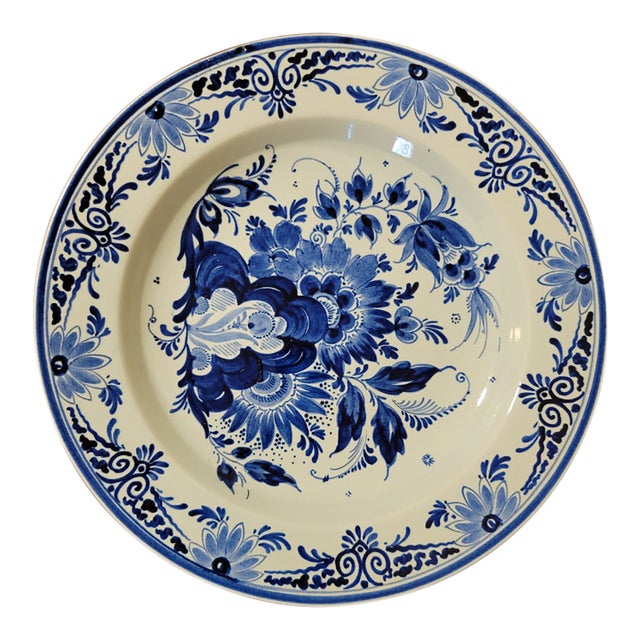 Vintage Delft Decorative Handmade Platter For Sale