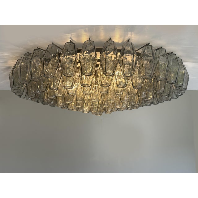 Mid-Century Modern Contemporary Modern Grey "Poliedri" Murano Glass Flush Mount by Simoeng For Sale - Image 3 of 6