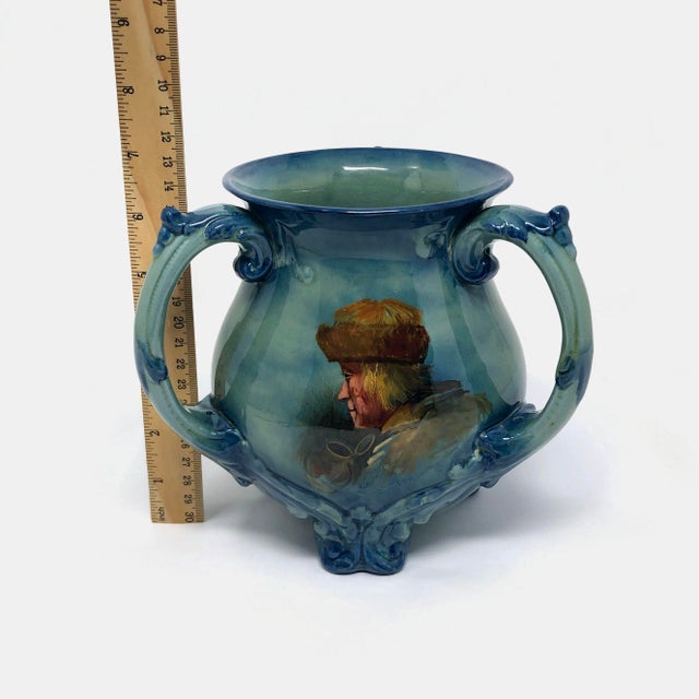 English Antique Cyprian Ware English 3 Handled Vase For Sale - Image 3 of 8