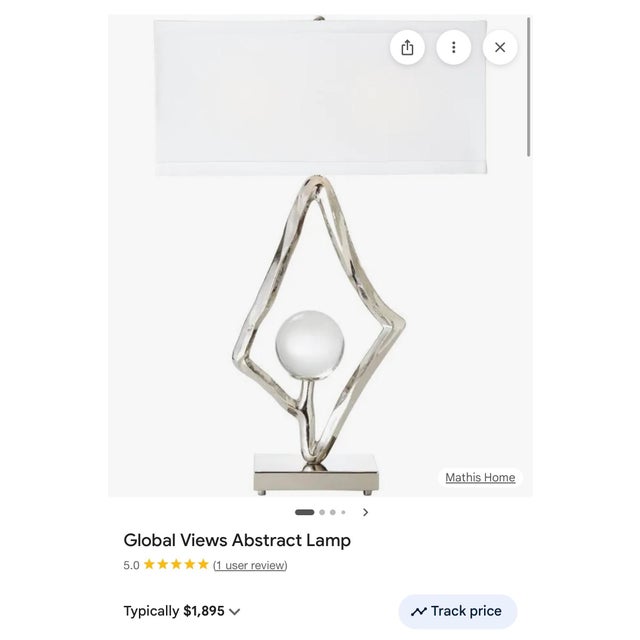 Global Views Nickel Abstract Lamp W/ Crystal Sphere For Sale - Image 9 of 9