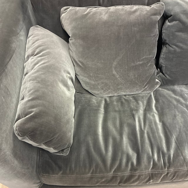 2020s Restoration Hardware (Rh) Cloud Performance Velvet Slip Cover Bench Cushion Couch For Sale - Image 5 of 7