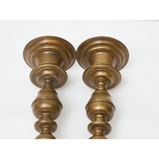 Pair of Tall 18th Century Italian Bronze Pricket Candlesticks For Sale - Image 11 of 12