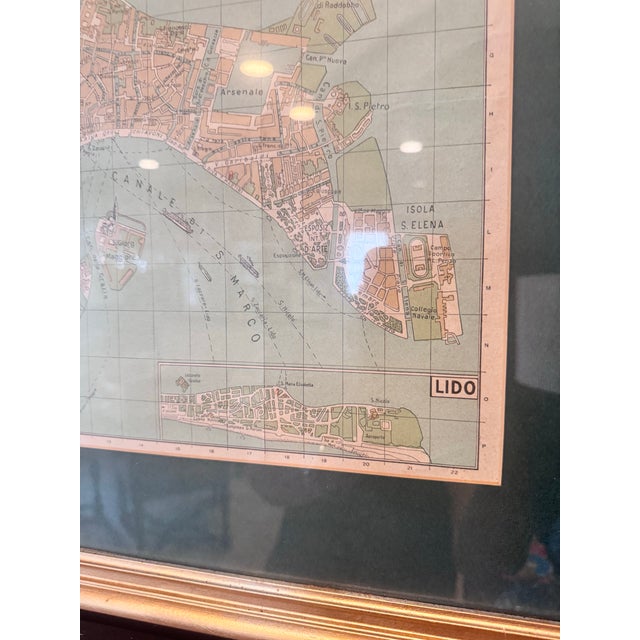Paper Vintage Framed Map of Venice Italy For Sale - Image 7 of 12