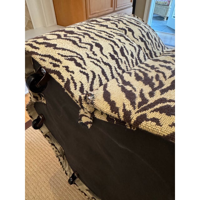 Custom Butterfly Shaped Tiger Stripe Upholstered Ottoman For Sale - Image 10 of 13