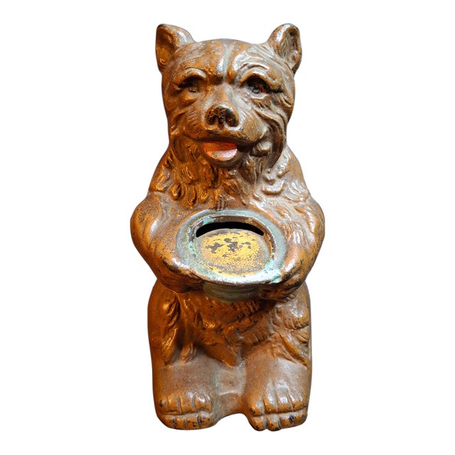 Antique Hubley Cast Iron Bear Honey Pot Still Bank Exceptional Original Paint 30s For Sale