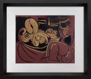 Modern Pablo Picasso Linogravure Ltd Ed. Plate Marked "... A La Guitare" W/ Frame