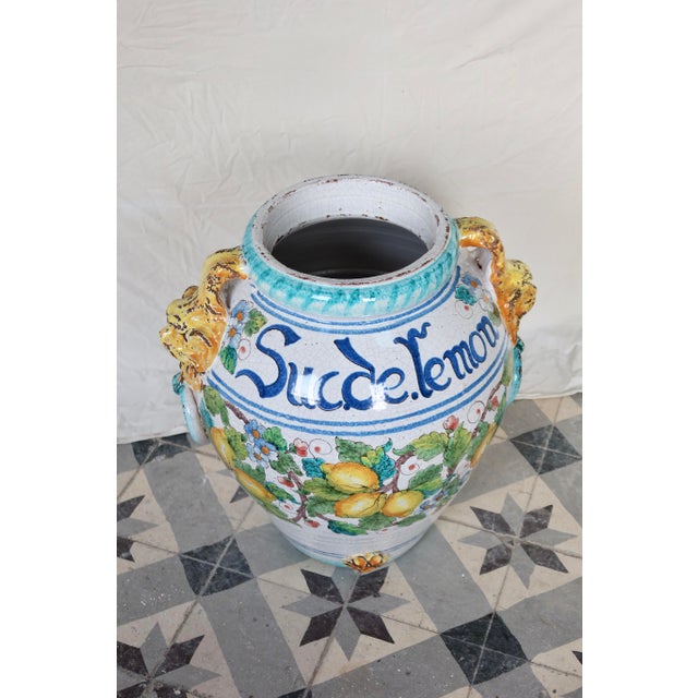 Ceramic Large Glazed Ceramic Lemon Urn, 1990s For Sale - Image 7 of 11